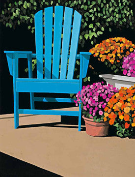 Blue Chair and Mums