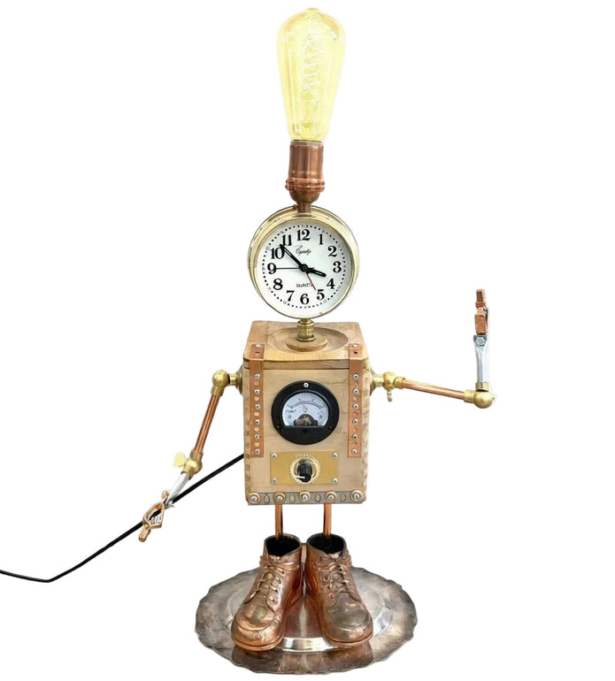 Clock Head Robot Sculpture