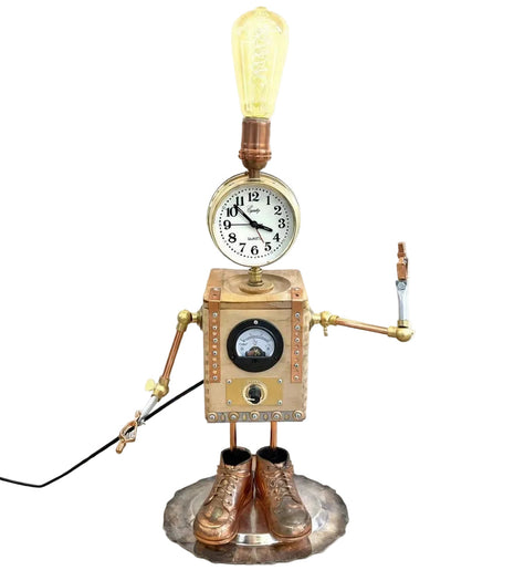 Clock Head Robot Sculpture