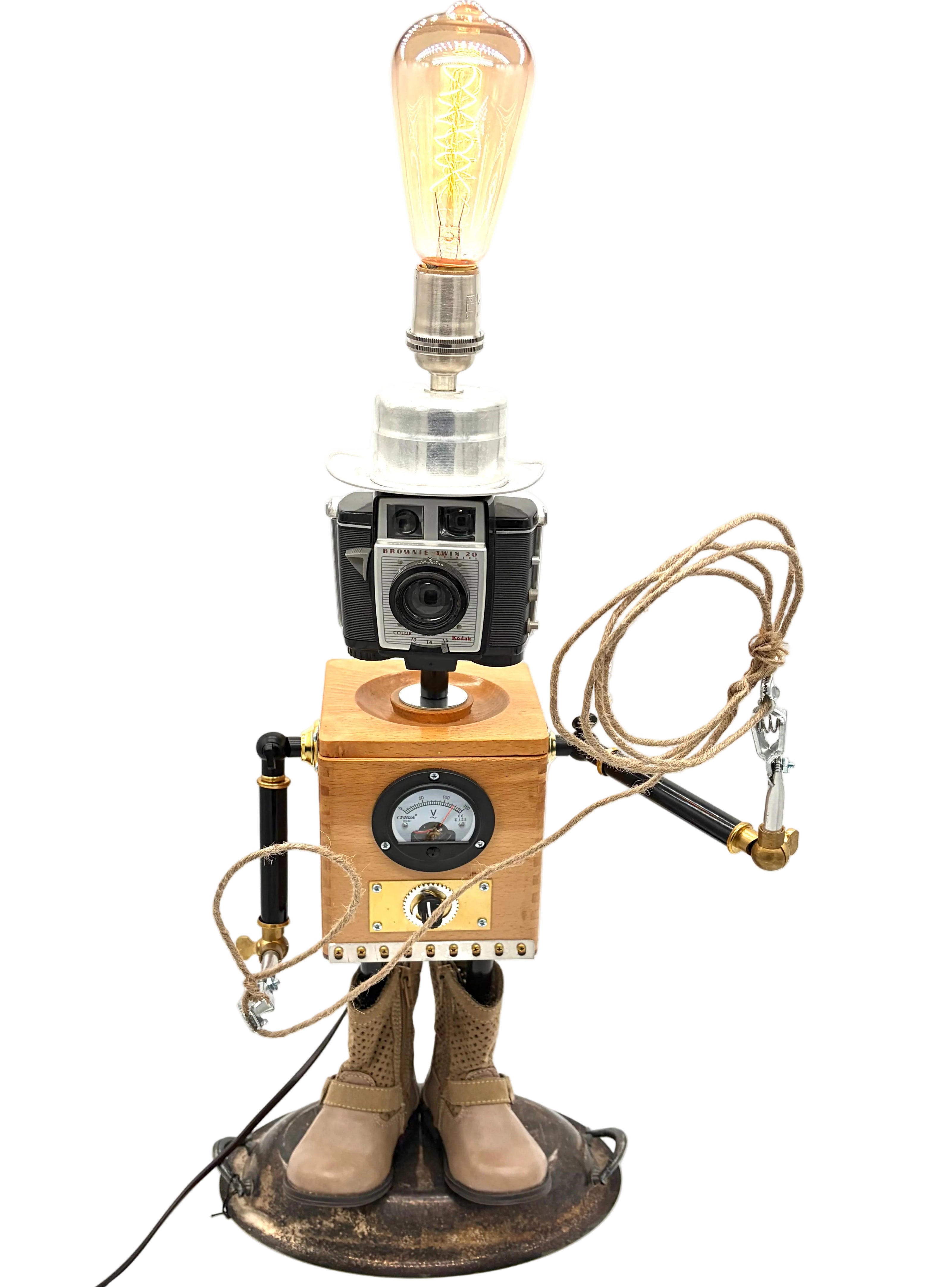 Cowboy Robot Lamp Sculpture