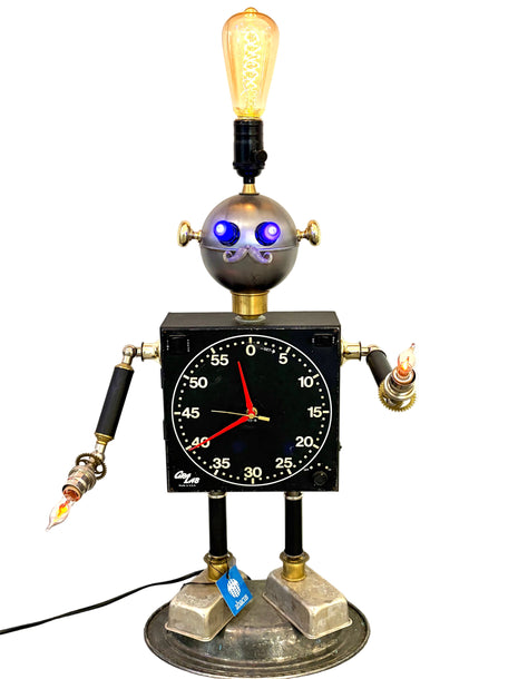 Black Clock Robot Sculpture