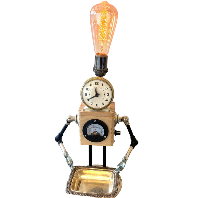 Clock Head with Tray Robot Sculpture