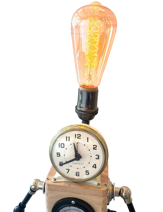 Clock Head with Tray Robot Sculpture