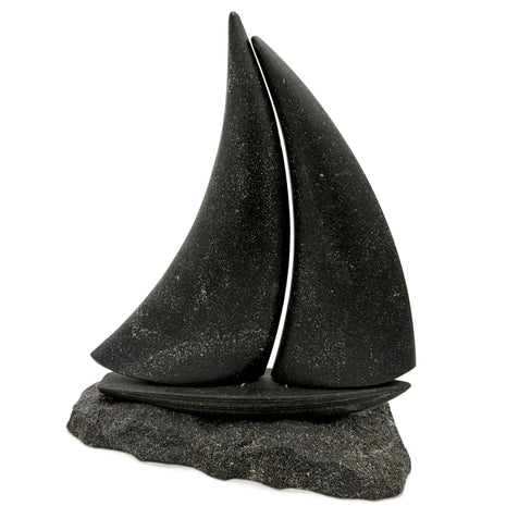 Stone Sailboat Sculpture