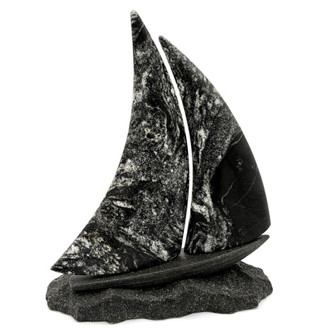Stone Sailboat Sculpture