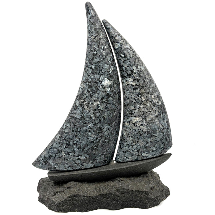 Stone Sailboat Sculpture