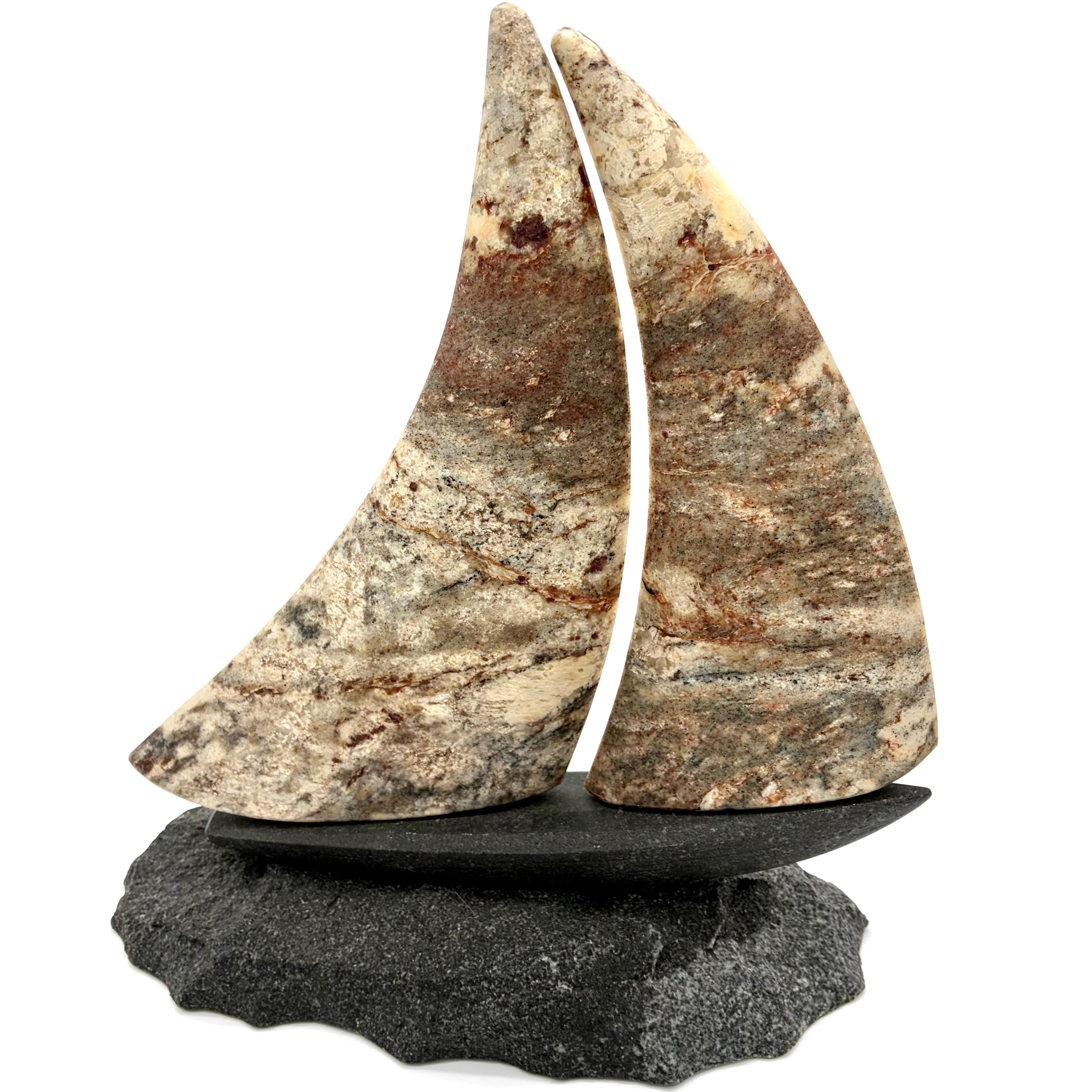 Stone Sailboat Sculpture