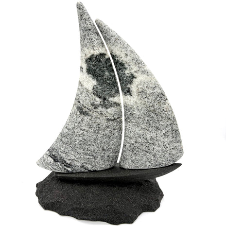 Stone Sailboat Sculpture