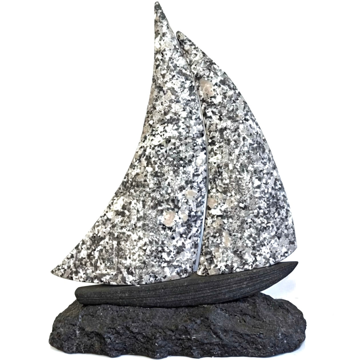 Stone Sailboat Sculpture
