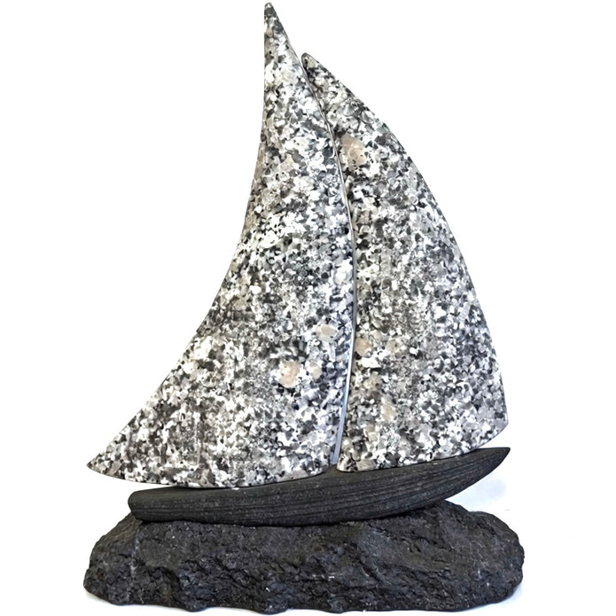 Stone Sailboat Sculpture