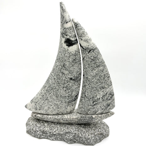Stone Sailboat Sculpture