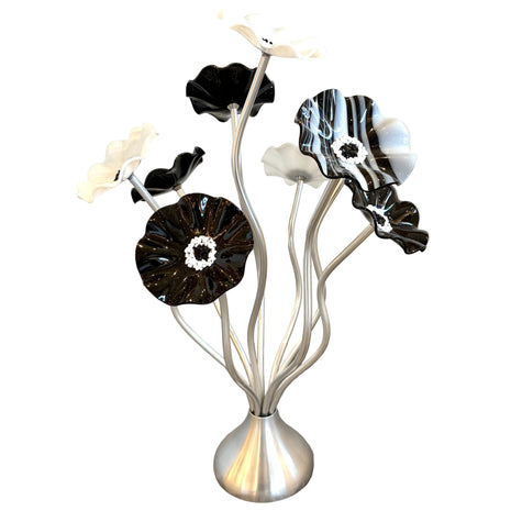 9 Flower large black & white bouquet