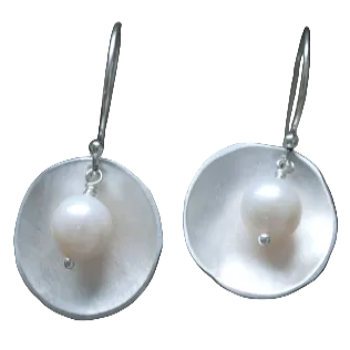 Silver and Pearl Dangle Earrings