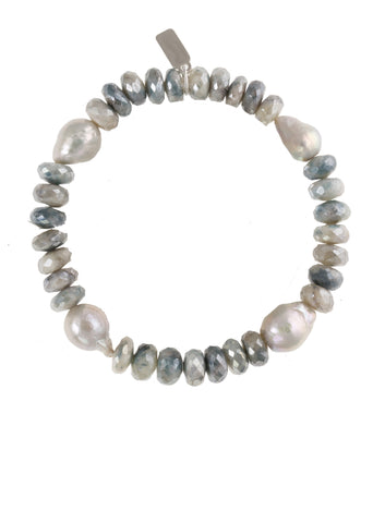 Silverite and Grey Baroque Pearl Bracelet