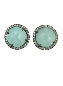 Chalcedony and Diamond Post Earrings
