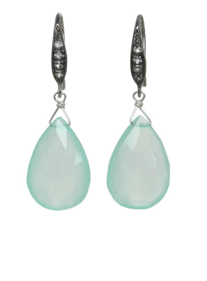 Chalcedony and Sapphire Earrings