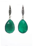 Green Onyx and White Sapphire Teardrop Earrings