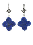 Lapis Clover and White Sapphire Earrings