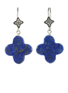 Lapis Clover and White Sapphire Earrings