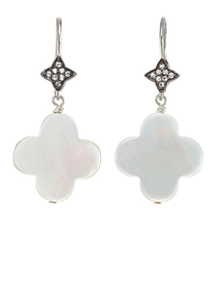 Floral Mother of Pearl Dangler Earrings - Mesmerize India