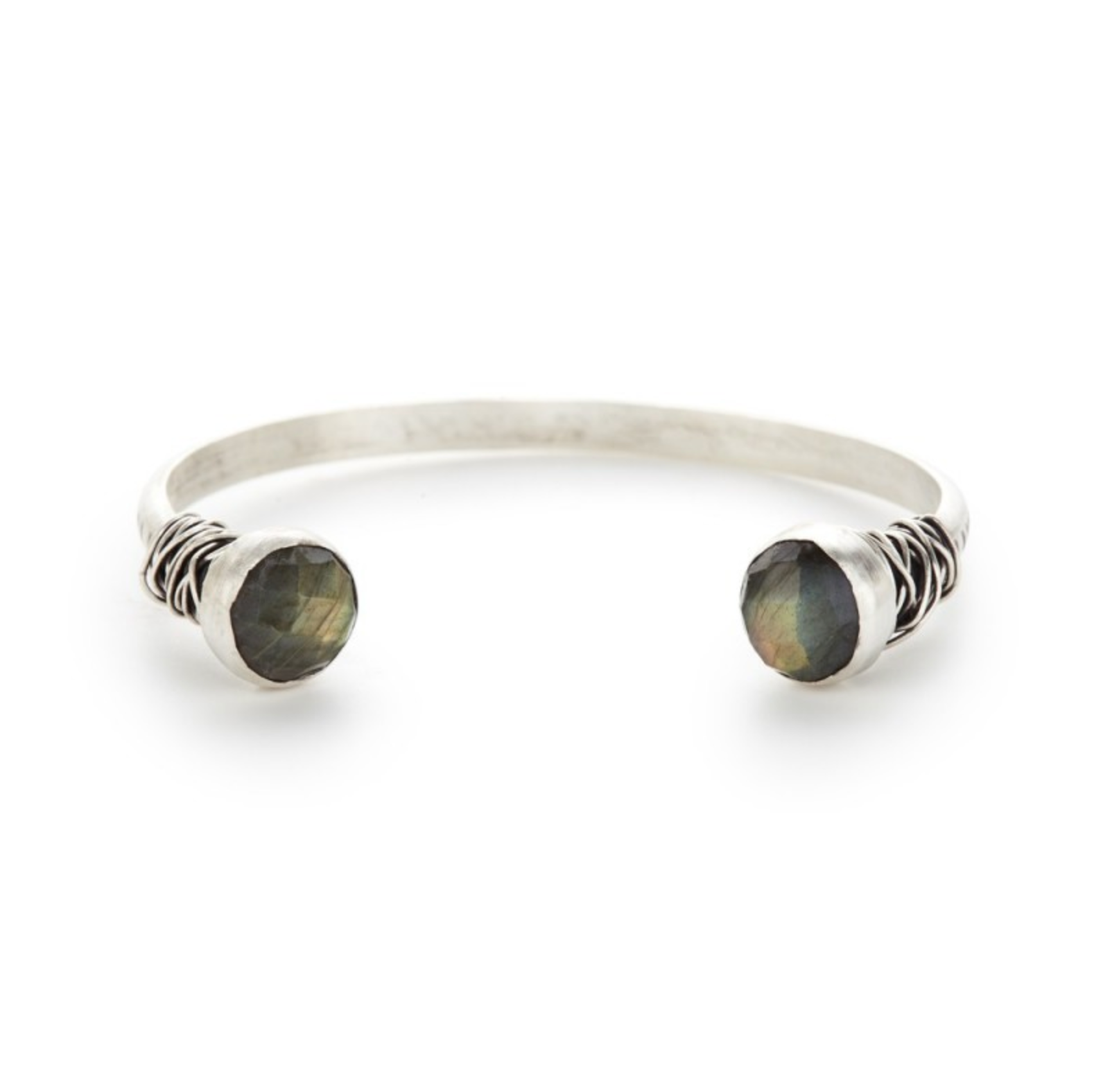 Open Bangle with Faceted Labradorite
