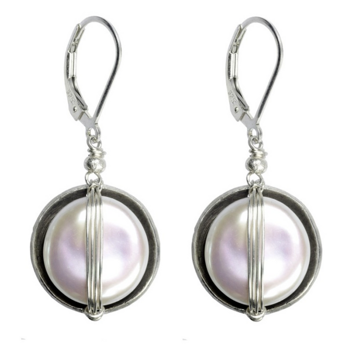Wrapped Freshwater Pearl Earrings