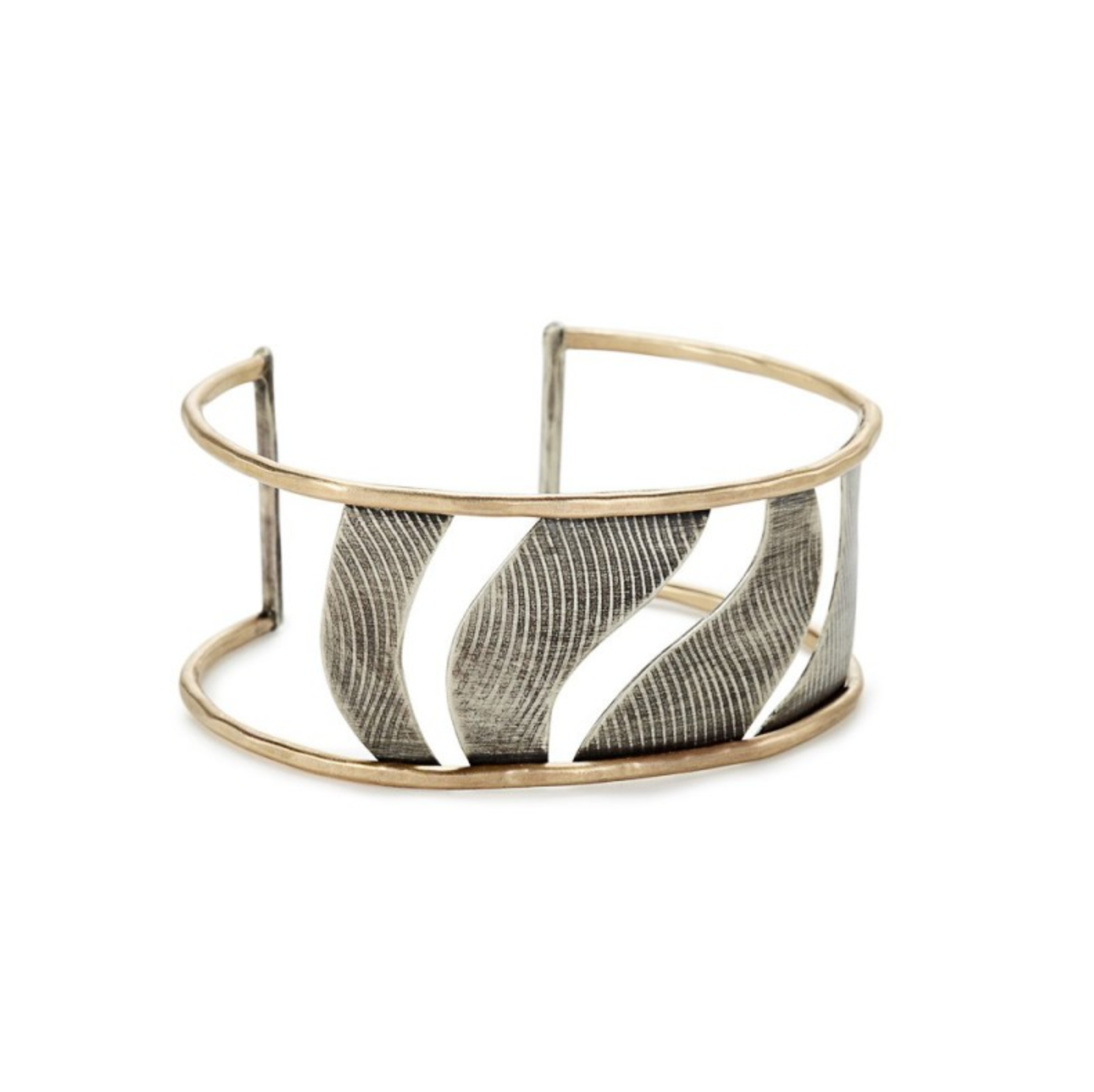 Open Hammered Cuff with Line Pattern