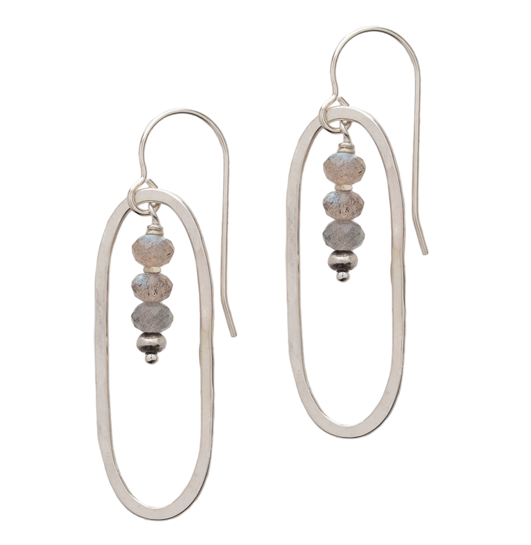 Open Oval Earrings with Labradorite