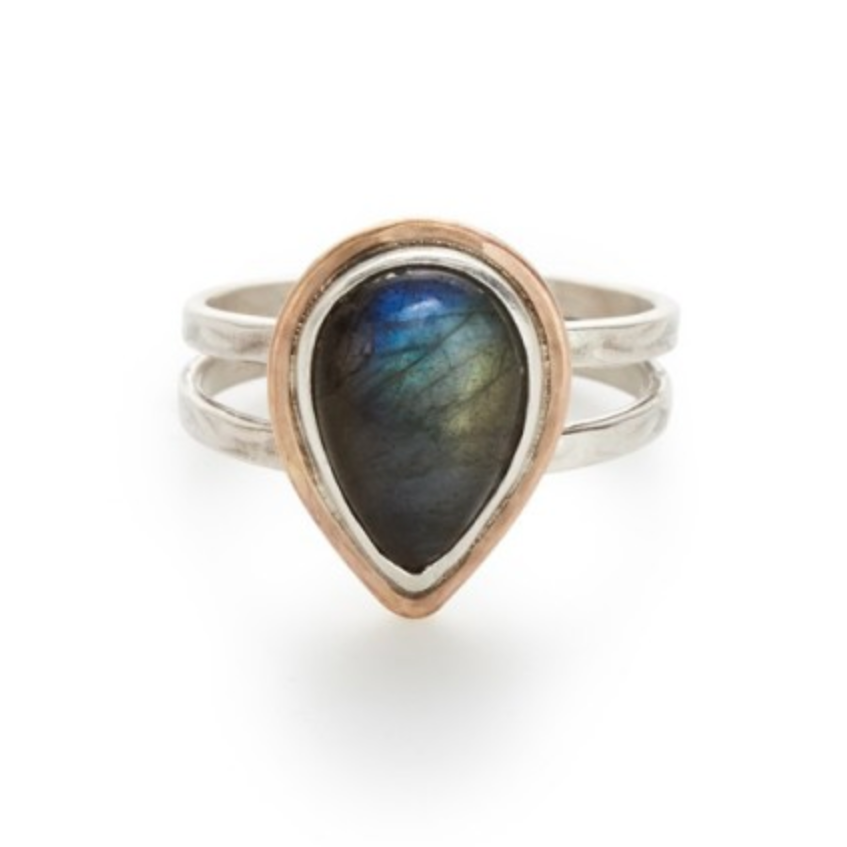 Teardrop Labradorite Ring
