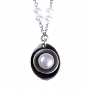Cupped White Pearl Pendant