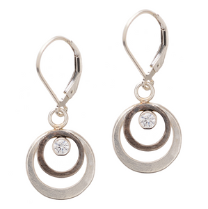 Double Circle with Cubic Zirconia Earrings