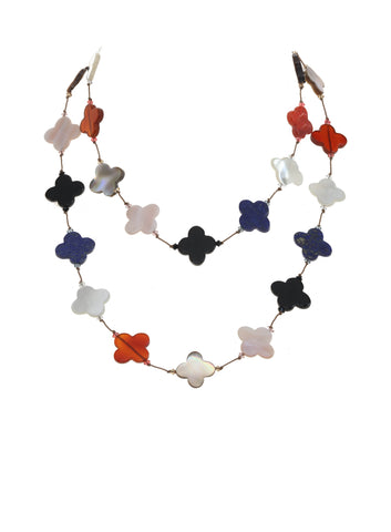 Long Multi-Colored Clover Necklace