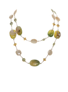 Long Green Agate Blossom Necklace