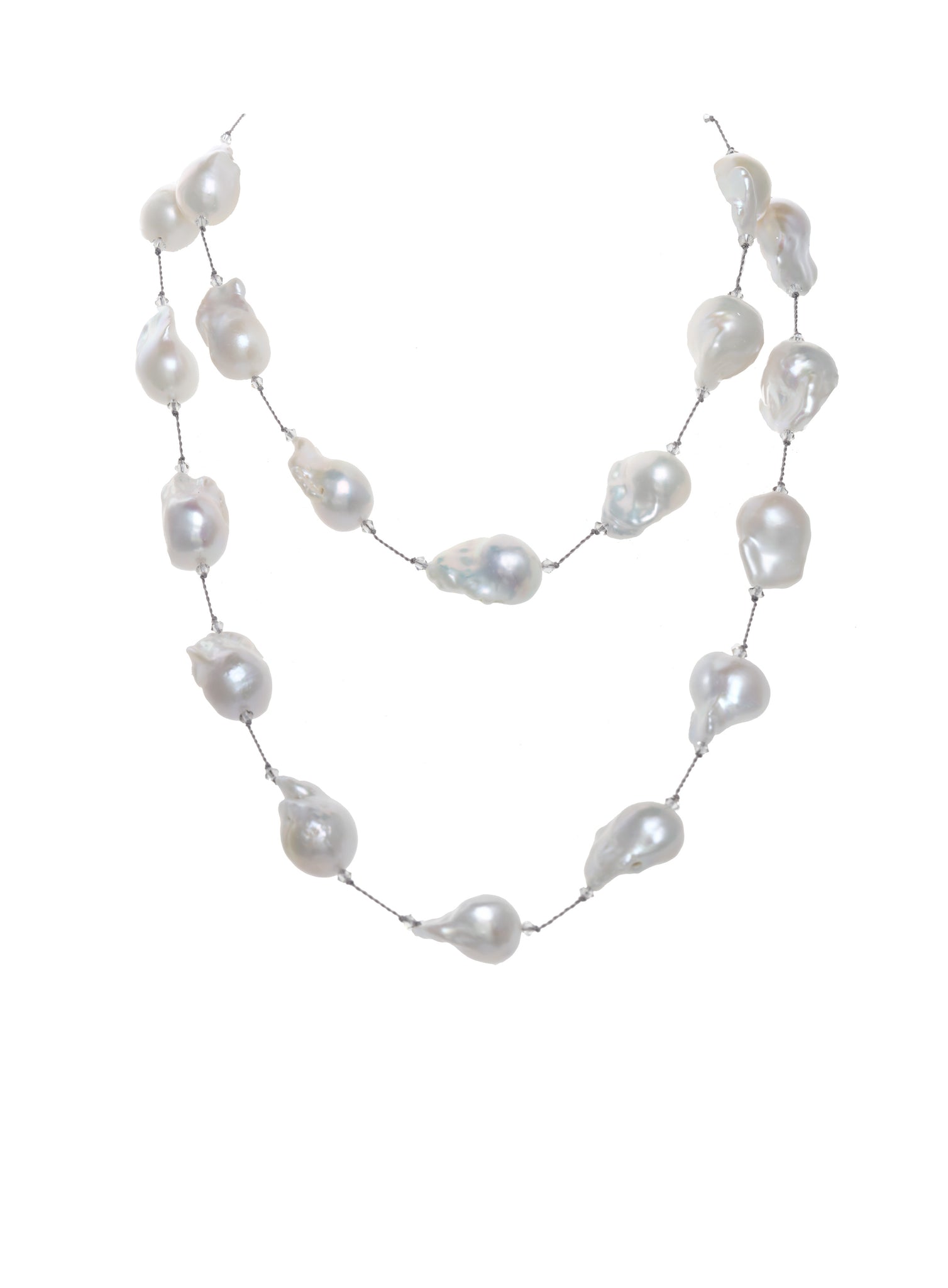 Fifth Avenue Long White Baroque Pearl Necklace