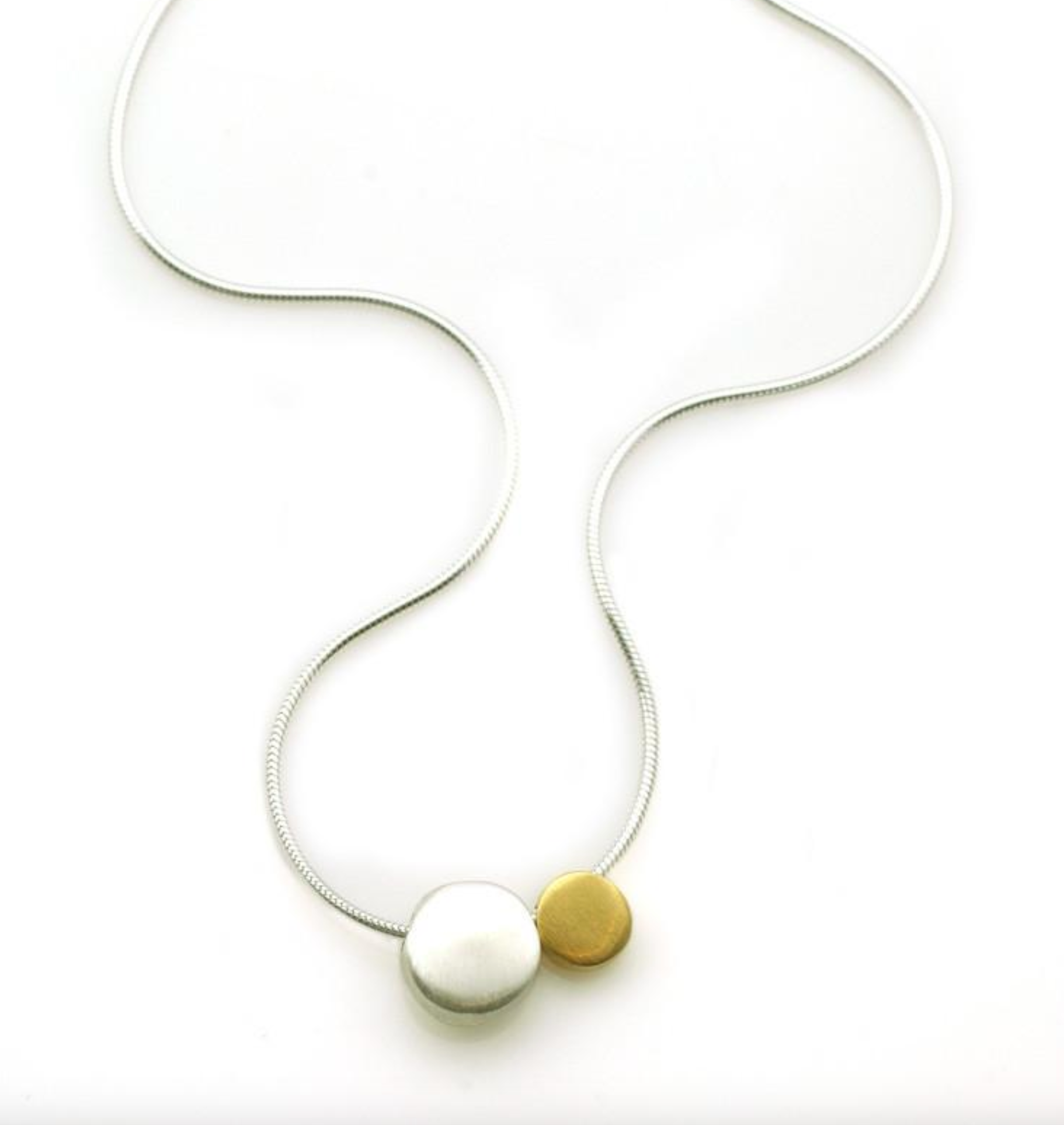 Two Pebble Silver and Vermeil Necklace