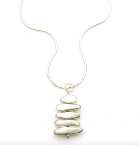 Stacked Pebbles Silver Necklace