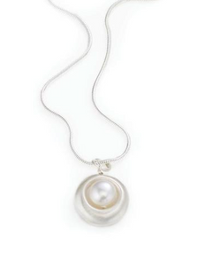 Pearl in Circle Silver Necklace