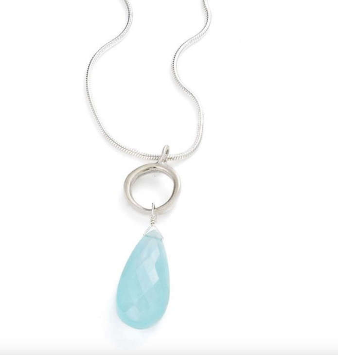 Circle with Chalcedony Drop Necklace
