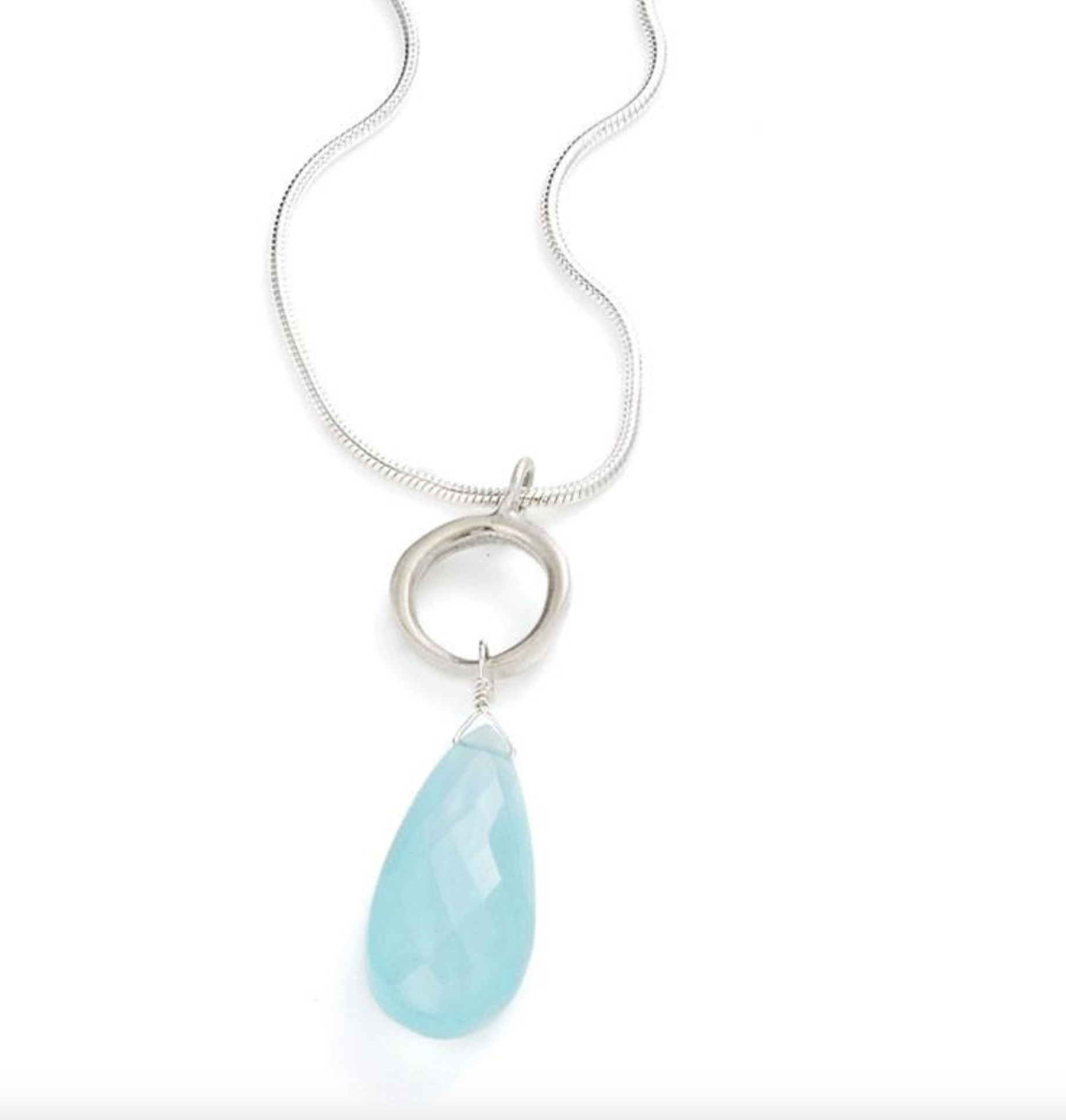 Circle with Chalcedony Drop Necklace