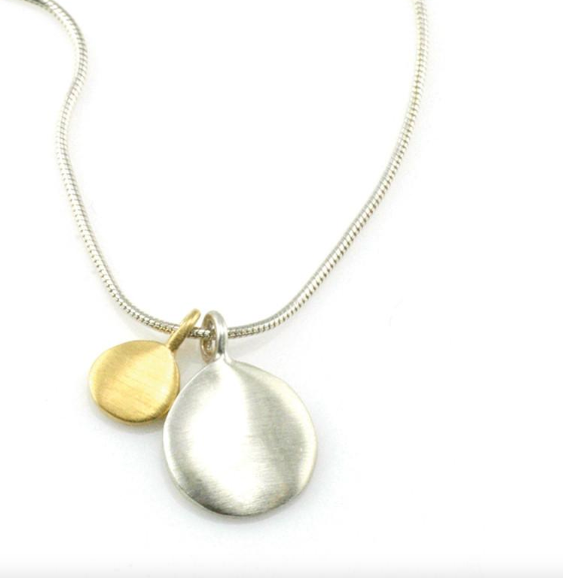 Double Disc Silver and Vermeil Necklace