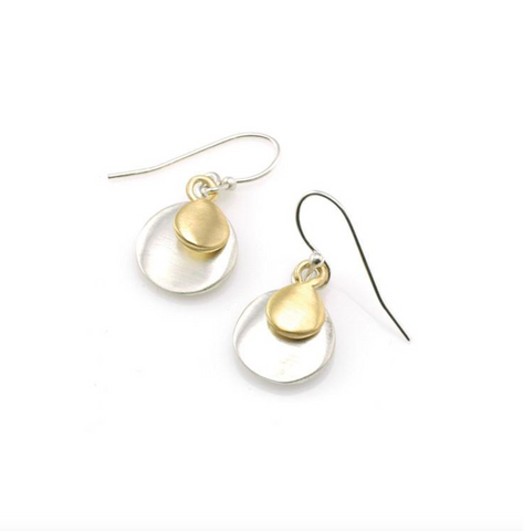 Double Disc Silver and Vermeil Earrings