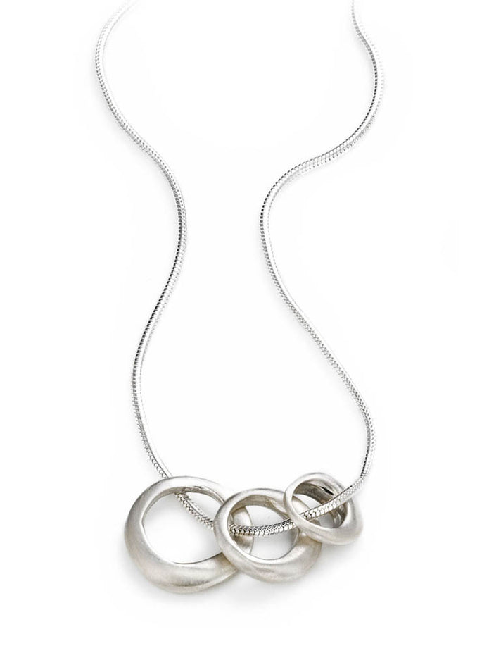 Three Open Silver Circle Necklace