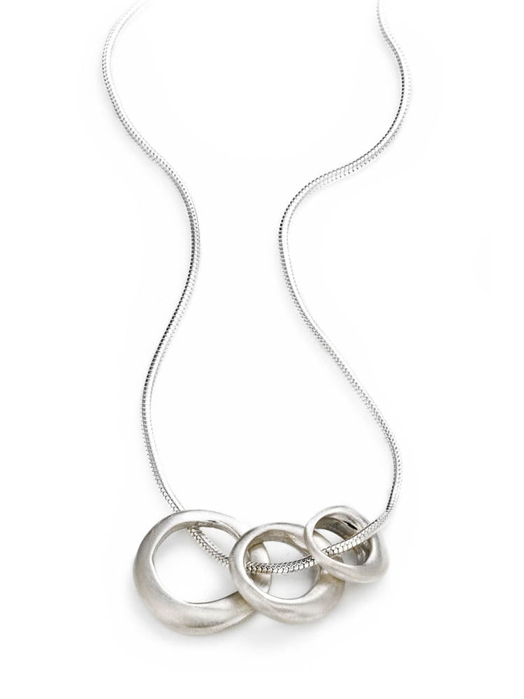 Three Open Silver Circle Necklace