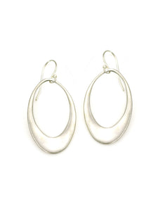 Large Open Oval Silver Earrings