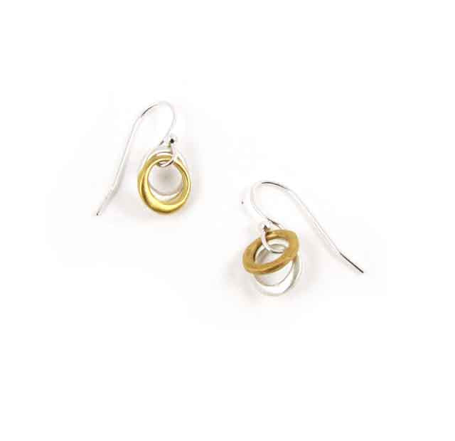 Tiny Vermeil and Silver Circle Earrings