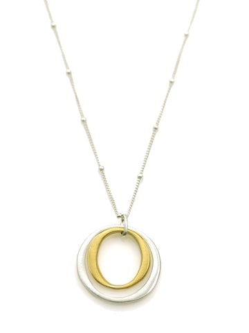 Double Circle Vermeil and Sterling Necklace