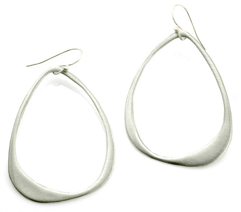 Large Open Drop Silver Earrings