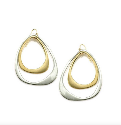 Large Silver and Small Vermeil Open Drop Earrings